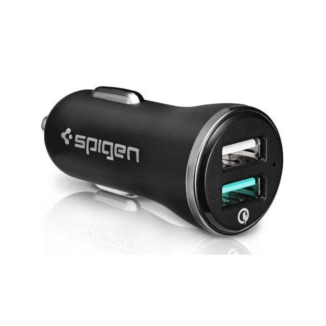 Spigen Essential 30W Hızlı Araç Şarj Cihazı 2 Port USB Qualcomm 3.0 18W + iP (Intelligent Power Technology) 12W